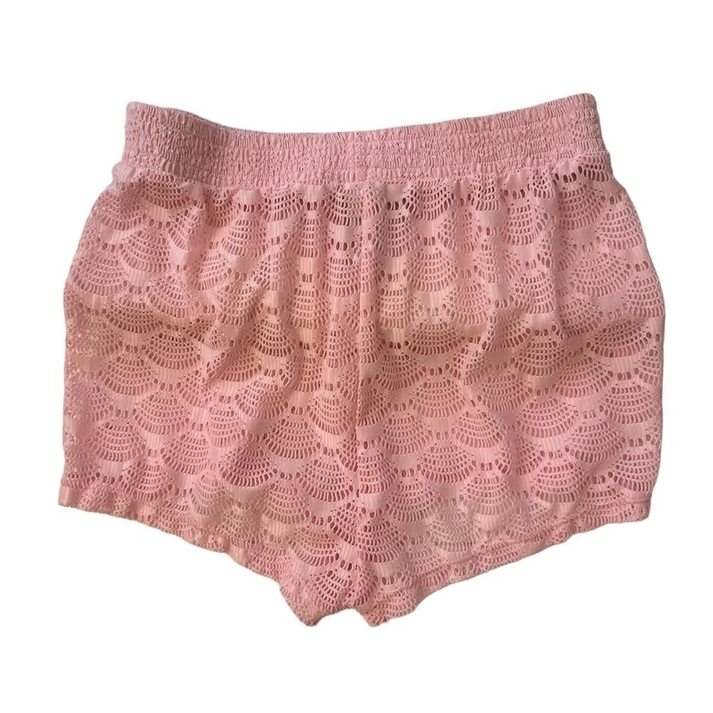Girls‎ lace beach swim cover up shorts bottoms pink XL 14/16